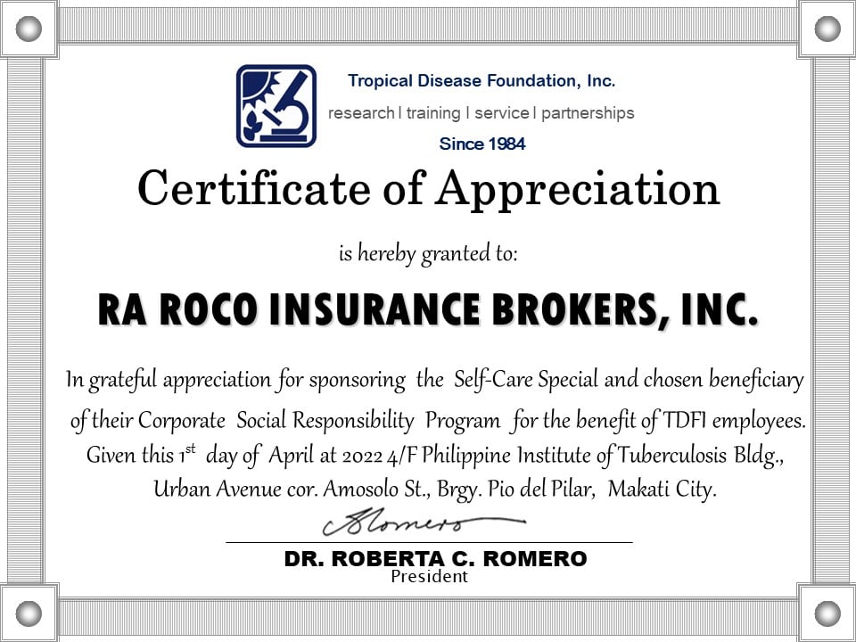 RAROCO CSR – 2022 – Tropical Disease Foundation